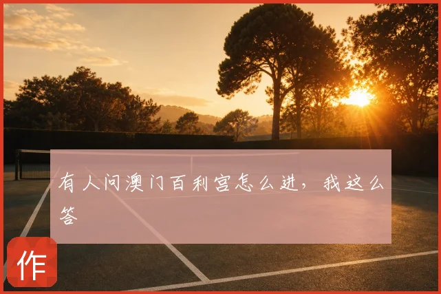 有人问澳门百利宫怎么进，我这么答